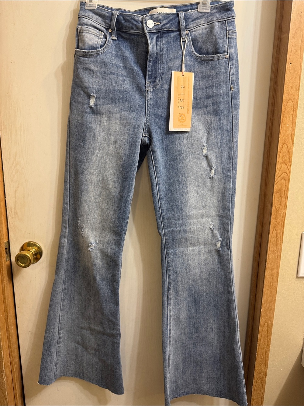 Risen Blue jeans  Distressed Flare Jeans for Women
